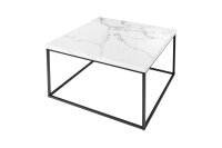 Couchtisch Wei&szlig; Schwarz 60 x 60 cm Marmor Optik Modern