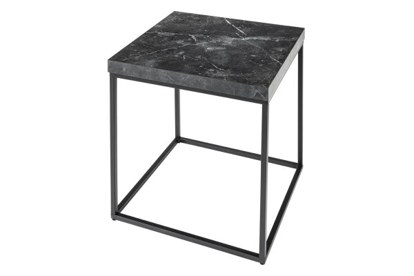 Table dappoint carrée noire 40 x 40 cm aspect marbre