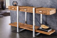 Konsolentisch mit Schublade Teakholz Edelstahl 140 cm