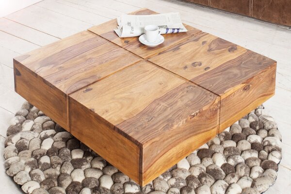 Couchtisch Sheesham Holz in Natur 70 x 70 cm