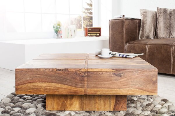 Couchtisch Sheesham Holz in Natur 70 x 70 cm