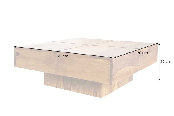 Couchtisch Sheesham Holz in Natur 70 x 70 cm