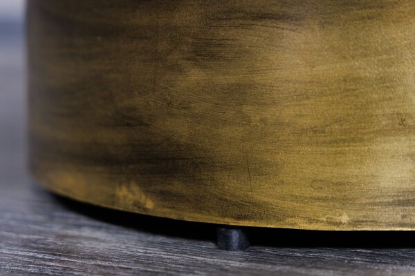 Couchtisch Intarsien in Schwarz Gold Weiß Ø 60 cm Handarbeit