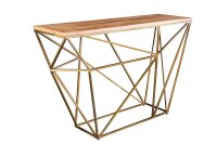 Table console mangue bois métal en laiton naturel...