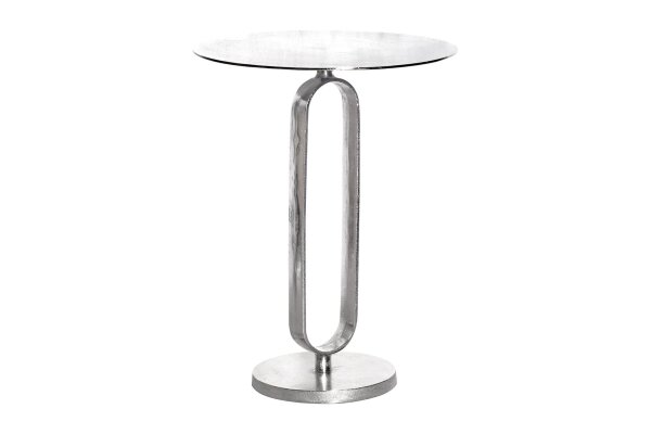 Beistelltisch Metall in Weiß Silber 45x45 cm Handarbeit