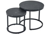 Beistelltisch 2er Set MDF Metall in Schwarz rund