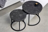 Beistelltisch 2er Set MDF Metall in Schwarz rund