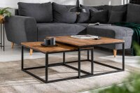 Couchtisch 2er Set Sheesham Holz Metall