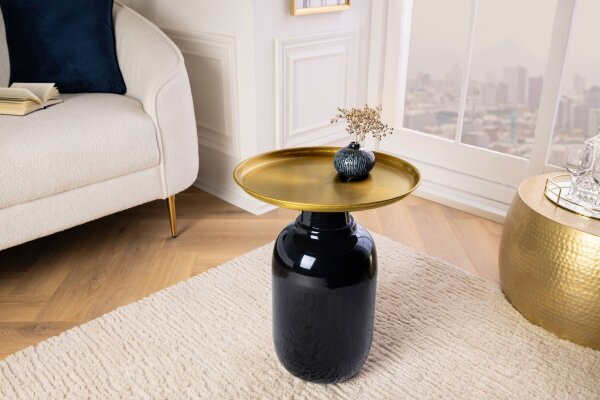Beistelltisch Metall in Gold Schwarz 40x40 cm Handarbeit