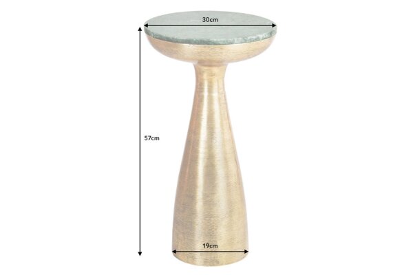 Table dappoint en marbre métal vert or 30x30 cm artisanale