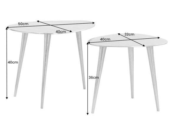 Table basse set de 2 pièces métal doré tripode fait main