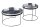 Couchtisch 2er Set mit Tablett in Silber Schwarz Handarbeit