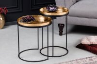 Set de 2 tables dappoint en or Noir avec plateau Travail...