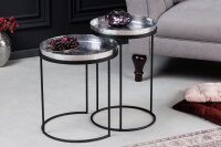 Set de 2 tables dappoint Argent Noir avec plateaux...
