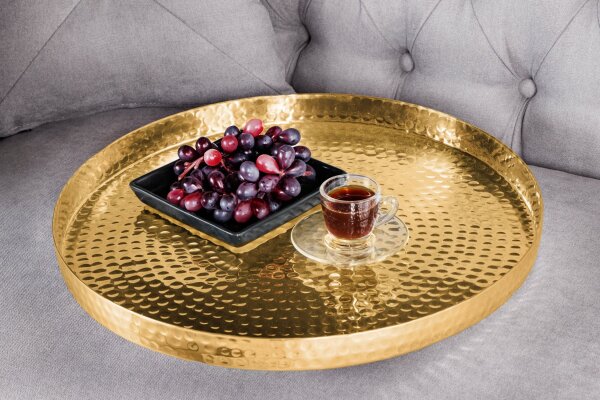 Table basse set de 2 pièces en or noir avec plateaux artisanaux