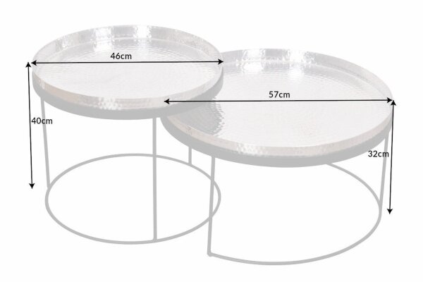 Table basse set de 2 pièces en or noir avec plateaux artisanaux
