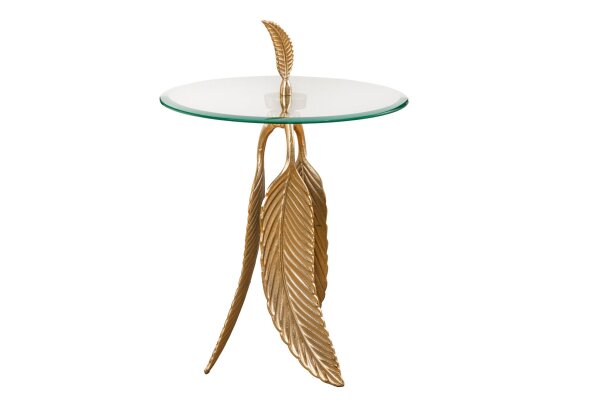 Beistelltisch Hartglas Metall in Gold 44x44 cm Handarbeit