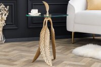 Table dappoint verre dur métal doré 44x44...