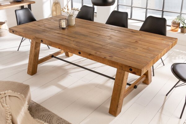 Esstisch recyceltem Holz (Kiefer) in Vintage Braun 165x90 cm