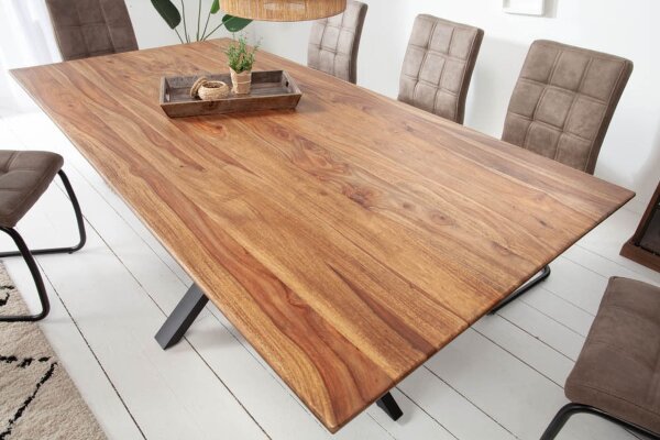 Esstisch Sheesham Holz Metall 180 x 90 cm X-Beine