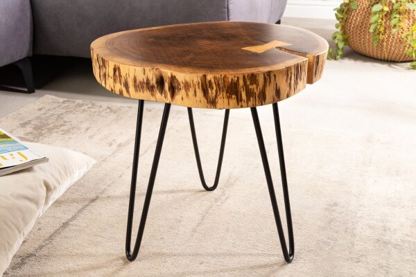 Table dappoint en bois dacacia et métal 40 x 40 cm