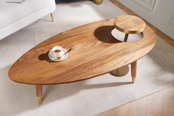 Table basse mangue bois métal marron 2pcs