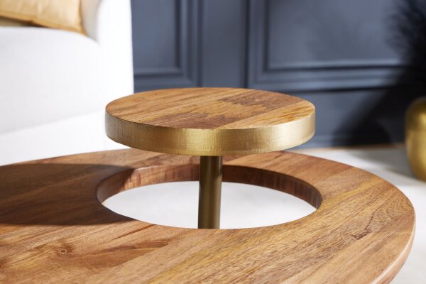 Table basse mangue bois métal marron 2pcs