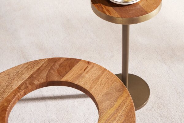 Table basse mangue bois métal marron 2pcs