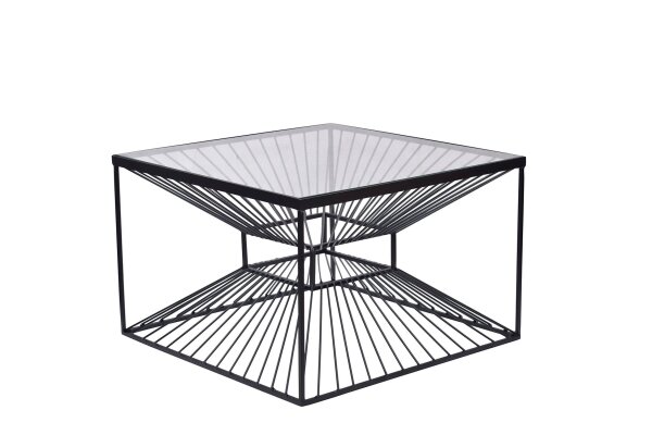 Couchtisch Hartglas Eisen in Schwarz 60x60 cm Handarbeit
