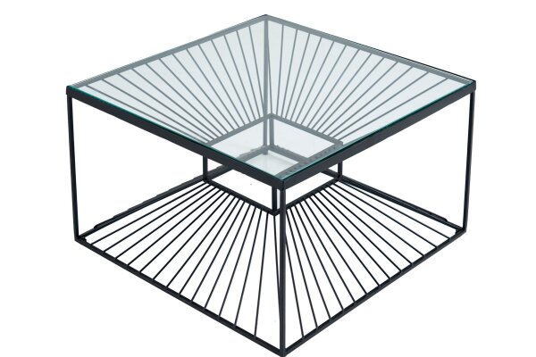 Couchtisch Hartglas Eisen in Schwarz 60x60 cm Handarbeit