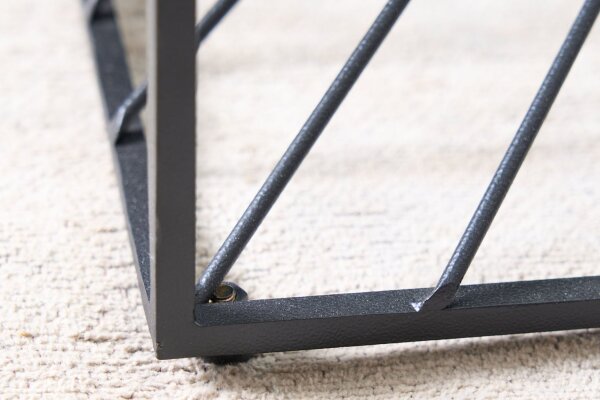 Couchtisch Hartglas Eisen in Schwarz 60x60 cm Handarbeit