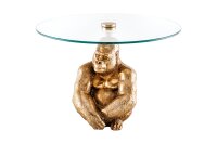 Couchtisch Hartglas Metall in Gold 60x60 cm Handarbeit