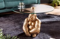 Couchtisch Hartglas Metall in Gold 60x60 cm Handarbeit