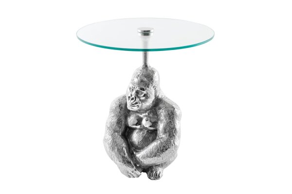Table dappoint ronde Ø 45 cm travail manuel singe en argent