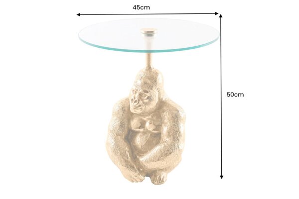Beistelltisch rund Ø 45 cm Handarbeit Affe in Gold
