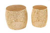 Couchtisch 2er Set Metall in Gold Handarbeit