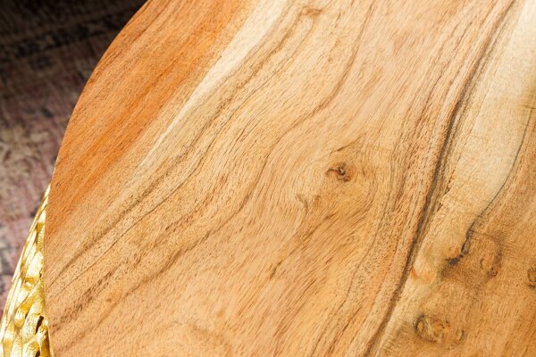 Couchtisch Akazienholz Metall Natur Gold 72x72 cm Handarbeit