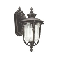 Außenwandleuchte Bronze IP44 Riffelglas Rustikal
