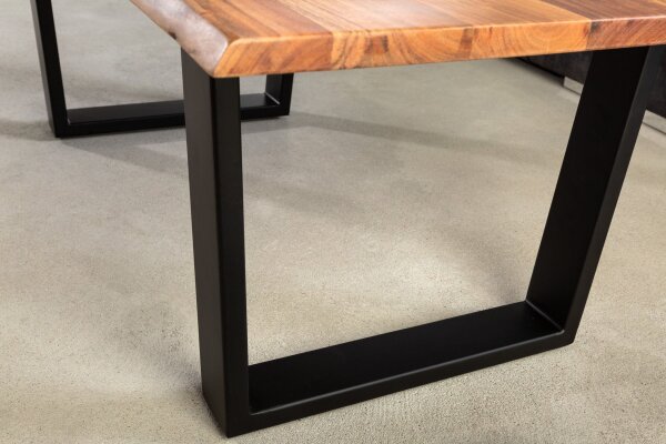 Couchtisch Akazienholz Metall Baumkante 120 x 60 cm