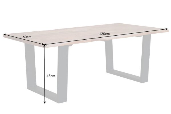 Couchtisch Akazienholz Metall Baumkante 120 x 60 cm