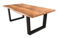 Couchtisch Akazienholz Metall Baumkante 120 x 60 cm