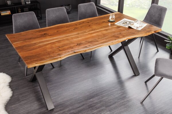 Esstisch Akazienholz Metall 180x90 cm Industrial Baumkante