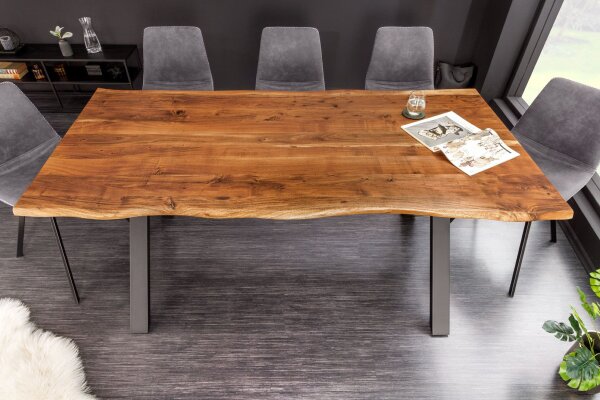 Esstisch Akazienholz Metall 180x90 cm Industrial Baumkante