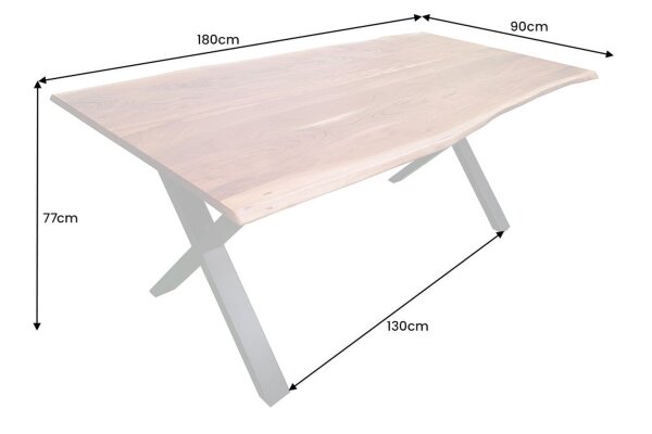 Esstisch Akazienholz Metall 180x90 cm Industrial Baumkante