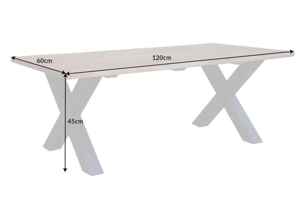 Table basse 120 x 60 cm bord darbre x -pieds Industrial