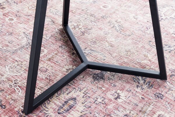 Couchtisch Keramik Hartglas Metall in Taupe Schwarz 70x55 cm