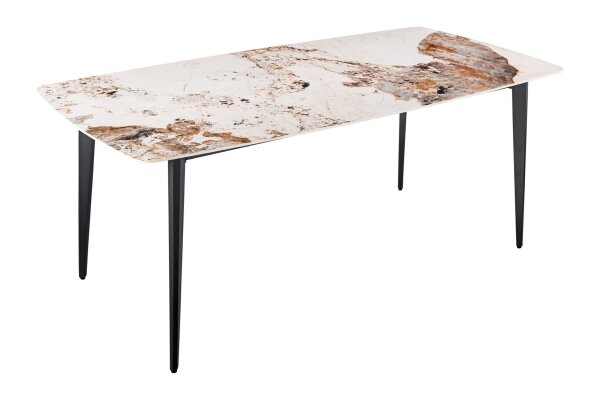 Table de salle à manger céramique métal en marbre naturel noir 160x76 cm