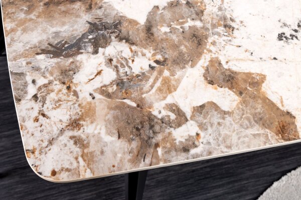 Table de salle à manger céramique métal en marbre naturel noir 160x76 cm