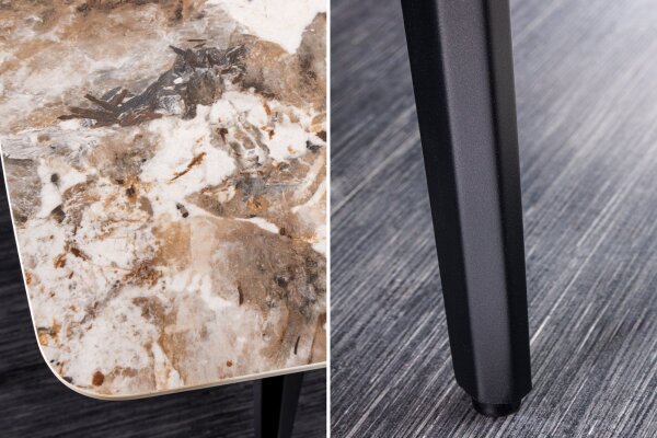 Table de salle à manger céramique métal en marbre naturel noir 160x76 cm