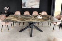Esstisch ausziehbar Keramik Hartglas Metall in Taupe Schwarz